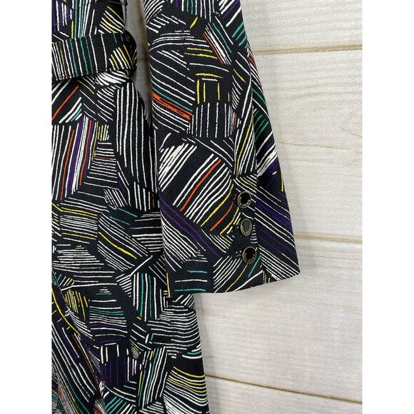 Duro Olowu Jacket Womens Sz S Black Abstract Print Trench Belted Button Up NWOT - Picture 5 of 15